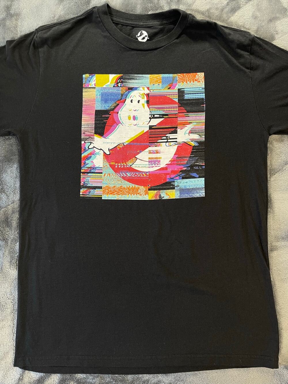 Ghostbusters Size M Black Long Sleeve Glitch Graphic T Shirt Sleeve Print 80s